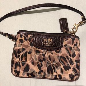 Coach leopard print small wristlet